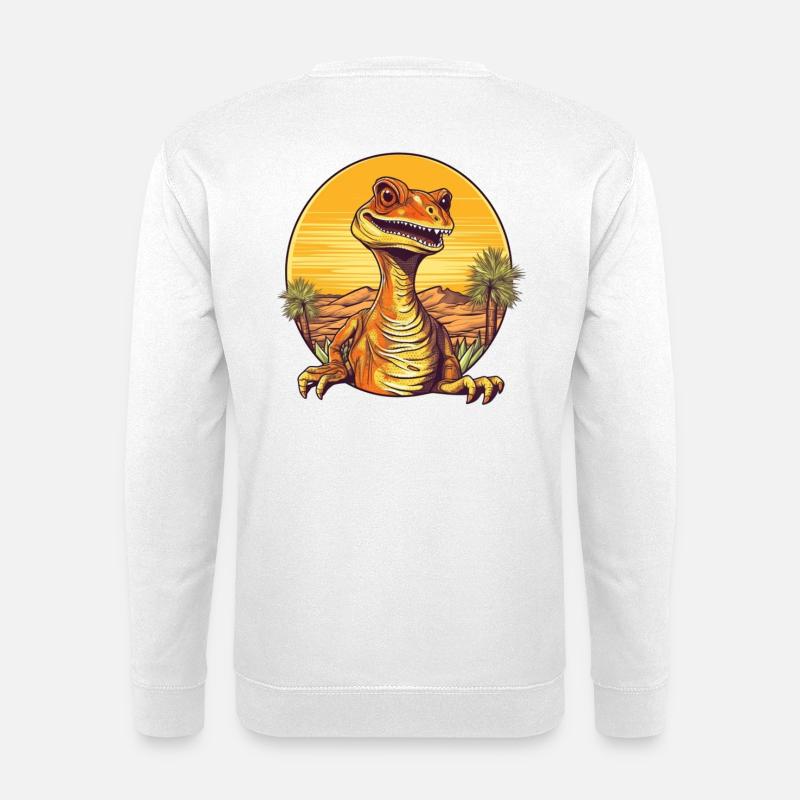 Retro Dinosaur Sunset Illustration - Unisex Sweatshirt - white