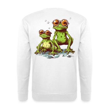 Cool green frogs with orange sunglasses - Unisex Sweatshirt - white - Back