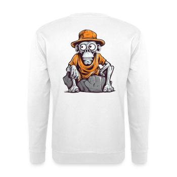 Skull monkey with hat and t-shirt - Unisex Sweatshirt - white - Back