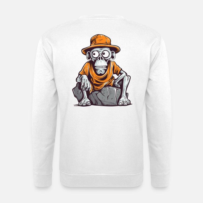 Skull monkey with hat and t-shirt - Unisex Sweatshirt - white
