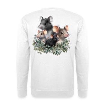 Waldmäuse im Blätterkranz - Unisex Pullover - Weiß - Hinten