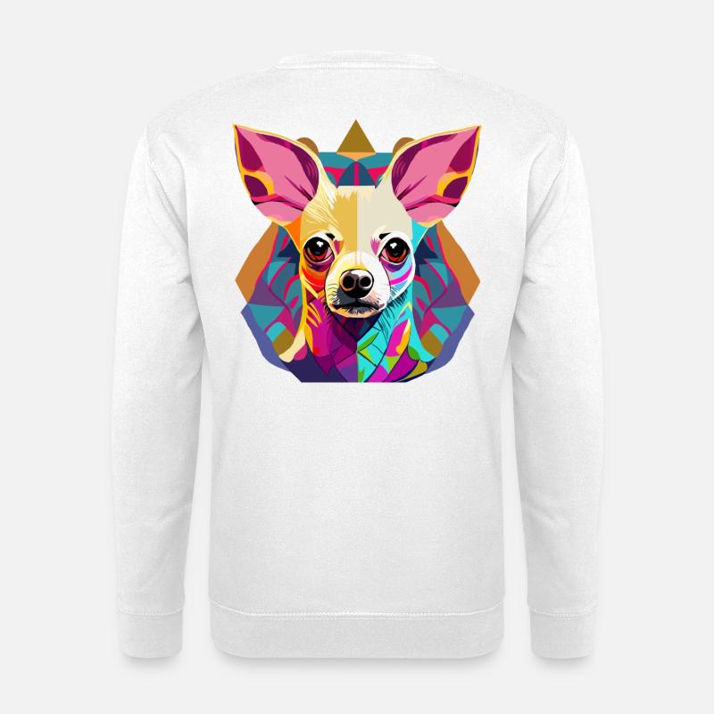 Farbenfrohe Chihuahua Illustration - Unisex Pullover - Weiß