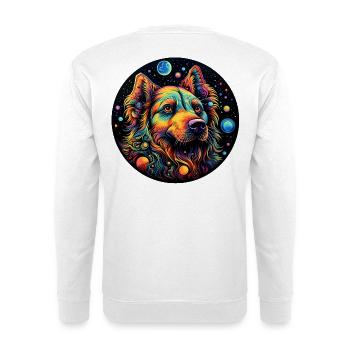 Colorful Space Dog with Planets - Unisex Sweatshirt - white - Back