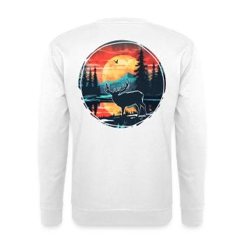 Wunderschönes Naturdesign mit Hirsch im Wald - Unisex Pullover - Weiß - Hinten