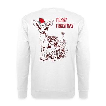 Cerf de Noël avec faon - Sweat-shirt Unisexe - blanc - Dos