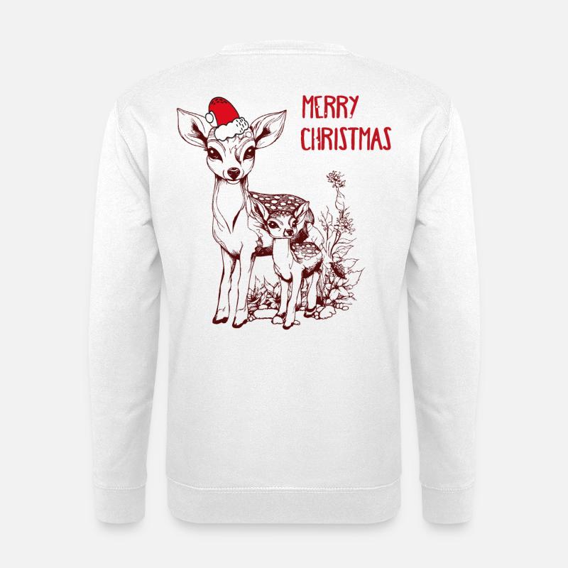 Weihnachten Reh mit Kitz - Unisex Pullover - Weiß