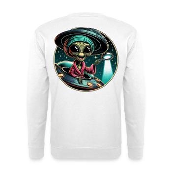 Außerirdischer Detektiv im UFO-Licht - Unisex Pullover - Weiß - Hinten