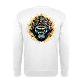 Gorilla-Cybersound mit Techno-Kopf - Unisex Pullover - Weiß - Hinten - Michal (187cm)