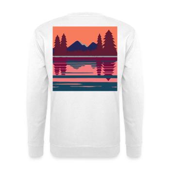 Geometrische Abendlandschaft am See - Unisex Pullover - Weiß - Hinten