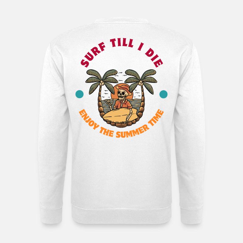 Beach life with skulls and surfboards - Unisex Sweatshirt - white