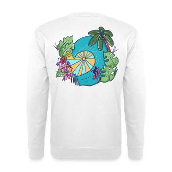 Tropical Ocean Wave with Palms – Summer Art - Unisex Sweatshirt - white - Back