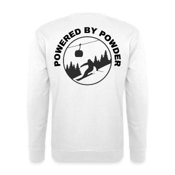Powder Ski Silhouette – Freeride im Winterwald - Unisex Pullover - Weiß - Hinten