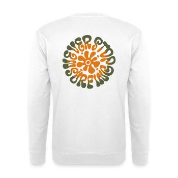 Never Stop Surfing/ Groovy Floral Mandala - Unisex Pullover - Weiß - Hinten