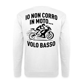 Motorrad T-Shirt – "Ich fahre keine Motorradrennen, ich fliege tief" - Unisex Pullover - Weiß - Hinten