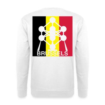 Brussels Atomium – Belgian Flag Square Icon - Unisex Sweatshirt - white - Back