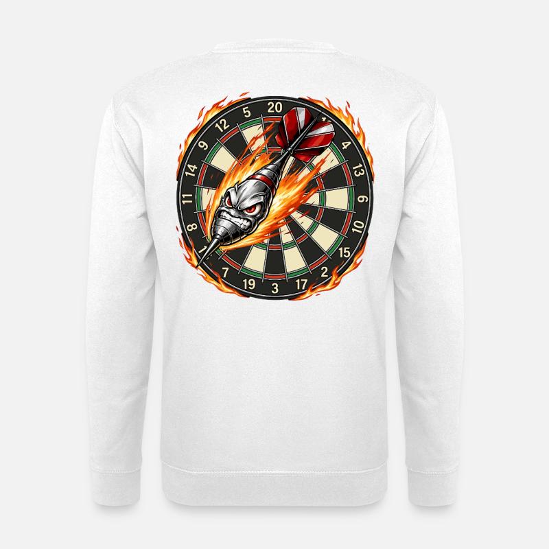 Flammenpfeil trifft Dartboard - Unisex Pullover - Weiß