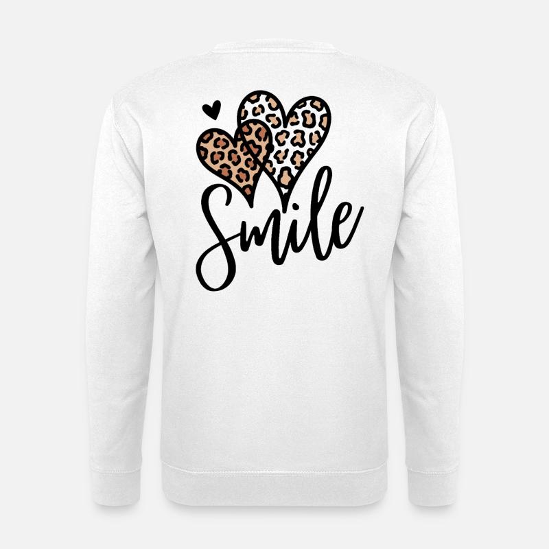 Leopard Hearts Smile Font - Unisex Sweatshirt - white