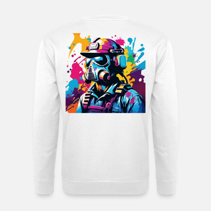 Vivid Gasmask Warrior - Unisex Sweatshirt - white