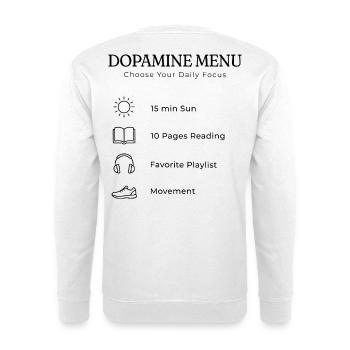Dopamine Menu Backprint – Aesthetic Self Care - Unisex Pullover - Weiß - Hinten