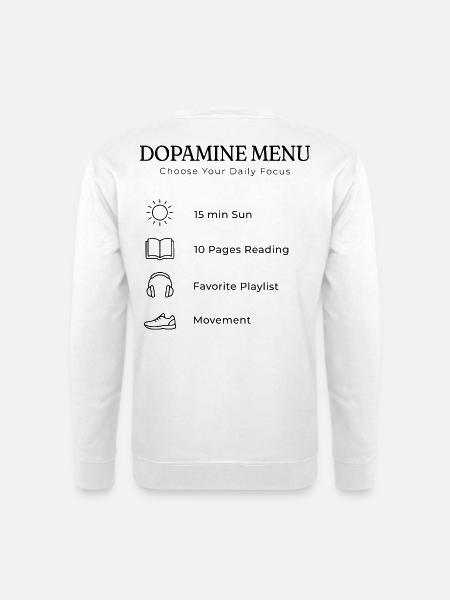 Dopamine Menu Backprint – Aesthetic Self Care - Unisex Sweatshirt - white