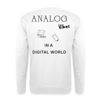 Analog Vibes Backprint – Retro Vinyl Aesthetic - Unisex Pullover - Weiß - Hinten