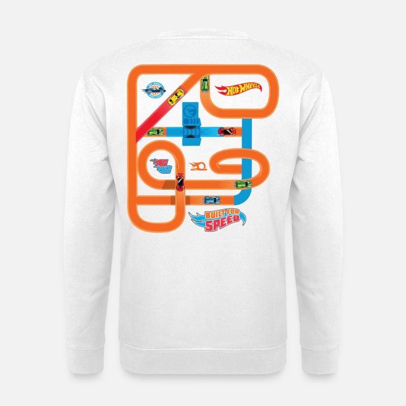 Hot Wheels Rennstrecke Mit Logo Front- & Backprint - Unisex Pullover - Weiß