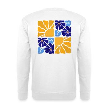 70s Retro Blumen & Sonne Design - Unisex Pullover - Weiß - Hinten