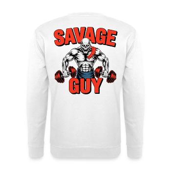 Savage Guy Weightlifting Skull - Unisex Sweatshirt - white - Back