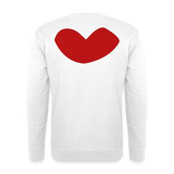 Minimalistisches ♡ Red Heart - Unisex Pullover - Weiß - Hinten