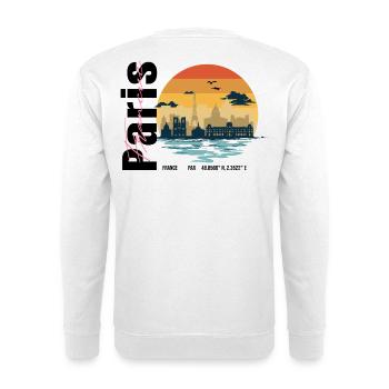 Paris Frankreich Skyline – Retro Vintage Sunset - Unisex Pullover - Weiß - Hinten