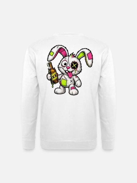 Patchwork Zombie Bunny with Bottle - Unisex Sweatshirt - white