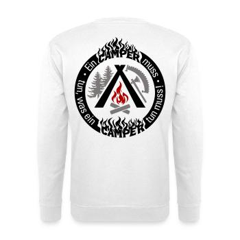 Camper lustiger Spruch 3-farbig individuell konfig - Unisex Pullover - Weiß - Hinten