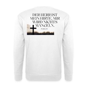 Psalm 23 Hirte Vertrauen Kreuz - Unisex Pullover - Weiß - Hinten