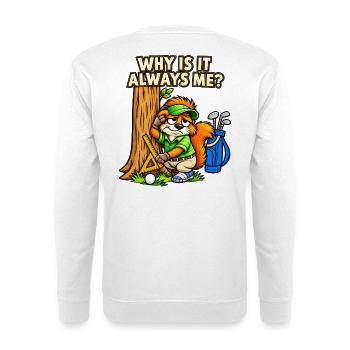 Lustiger Golfer – Why Is It Always Me? - Unisex Pullover - Weiß - Hinten - Michal (187cm)