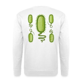 Grüne Bakterien-Silhouetten-Design - Unisex Pullover - Weiß - Hinten - Michal (187cm)