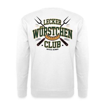 Würstchen Club Bratwurst Grillen JGA Grillmeister - Unisex Pullover - Weiß - Hinten - Michal (187cm)