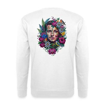 Gesicht der Vielfalt Blumen - Unisex Pullover - Weiß - Hinten - Michal (187cm)