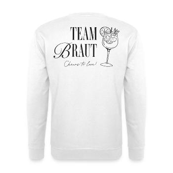 Team Braut Cocktail Motiv – Hochzeit - Unisex Pullover - Weiß - Hinten - Michal (187cm)