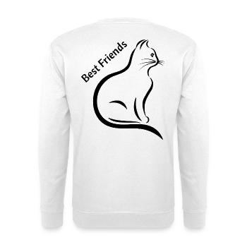 Katzen Best Friends - Unisex Pullover - Weiß - Hinten - Michal (187cm)