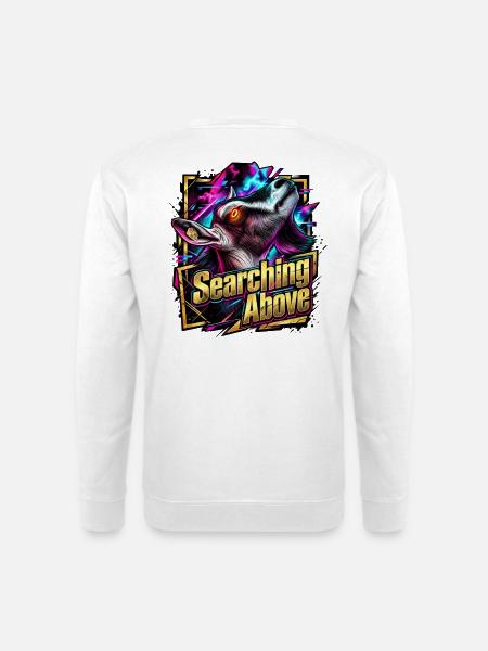 Neonwolf auf der Suche Oben - Unisex Pullover - Weiß