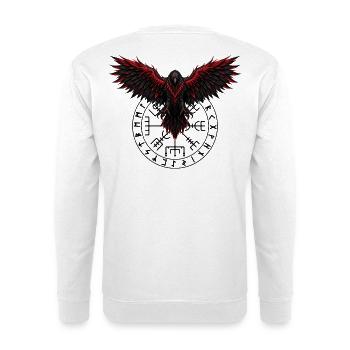 Blutadler Wikinger roter Vogel Runen Ritual Adler - Unisex Pullover - Weiß - Hinten - Michal (187cm)