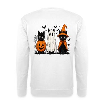 Drei Schrecklich Süße Katzen Halloween - Unisex Pullover - Weiß - Hinten - Michal (187cm)