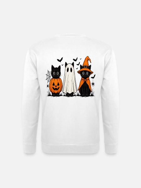 Drei Schrecklich Süße Katzen Halloween - Unisex Pullover - Weiß