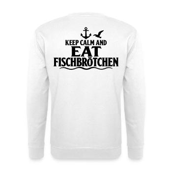 Fischbrötchen – Keep Calm an der Küste - Unisex Pullover - Weiß - Hinten - Michal (187cm)