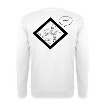 Krustentier-Labor Schwarz-Weiß schreit um Hilfe - Unisex Pullover - Weiß - Hinten - Michal (187cm)
