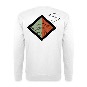 Krustentier-Labor-Symbiose Zweifarbiges Design - Unisex Pullover - Weiß - Hinten - Michal (187cm)