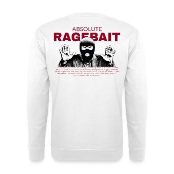 Absolute Ragebait - Meme Design  - Unisex Pullover - Weiß - Hinten - Michal (187cm)