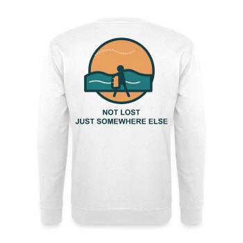 Not Lost Just Somewhere Else - Unisex Pullover - Weiß - Hinten - Michal (187cm)