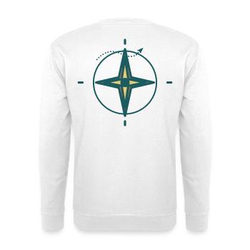 Nordstern Kompass Grafik - Unisex Pullover - Weiß - Hinten - Michal (187cm)