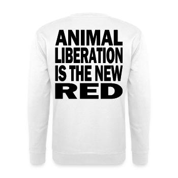 Animal Liberation is the new red blk - Unisex Pullover - Weiß - Hinten - Michal (187cm)